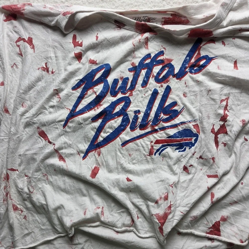 Buffalo Bills Shirt Womens 2XL White NFL Football Majestic Threads USA Crop